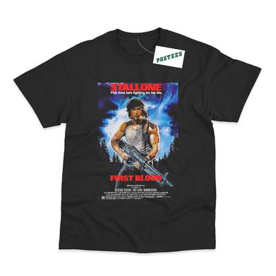 Retro Movie Poster Inspired By Rambo First Blood DTG Printed T-shirt