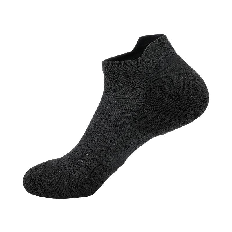 

Men s Cross-border Marathon Running & Badminton Socks - Thick, Sweat-wicking, Non-slip, Shock-absorbing Short Tube with Towel Bottom. чёрный