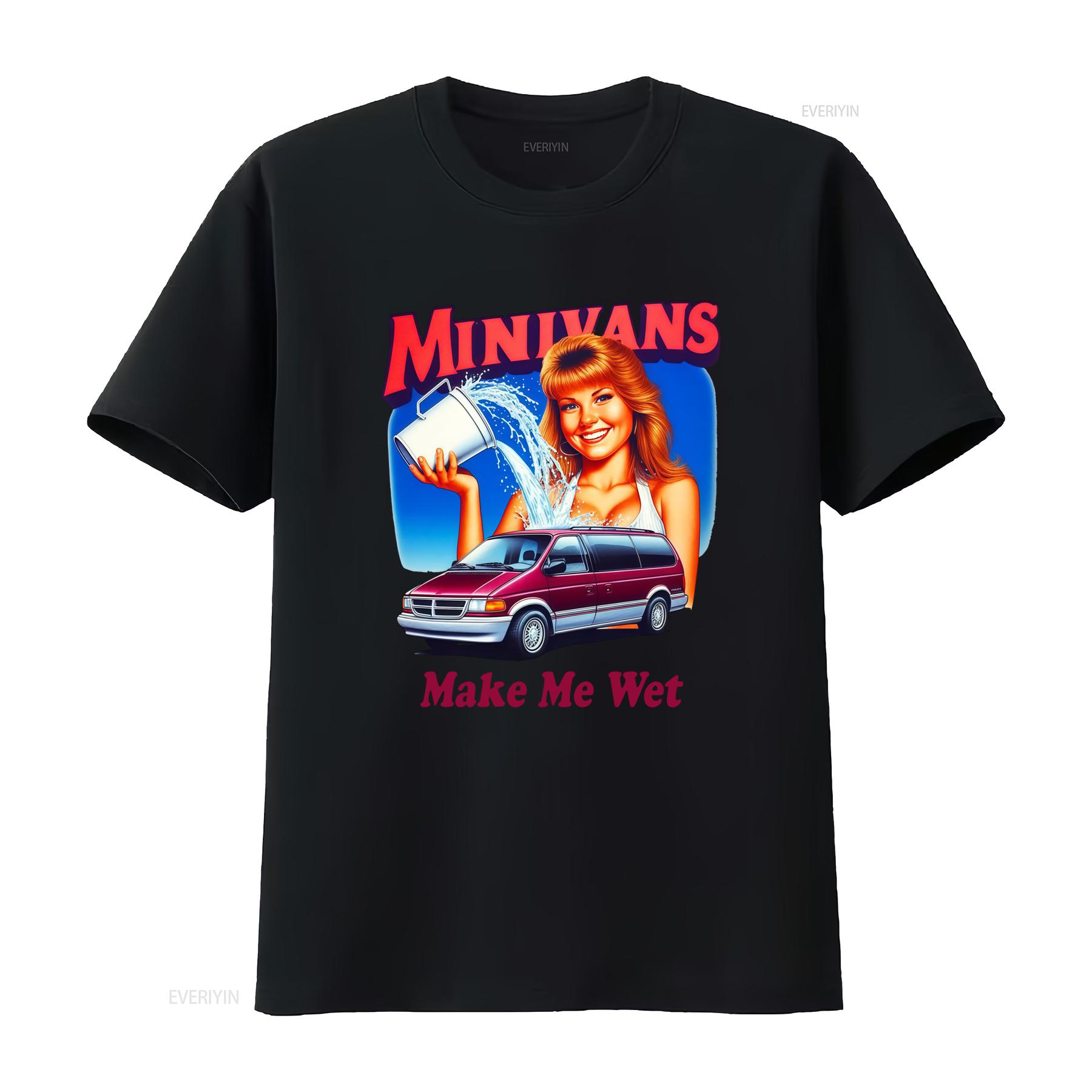 

Retro Minivans Make Me Wet T Shirt Vintage Style Eye Catching Design for Car Lovers vintage Washed Top For Everyday Wear 4XL