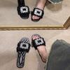 French Small Fragrant Slippers Women's Summer Wear 2025 New Fashion Versatile Flat Bottom One-word Drag Beach Cool Slippers Women