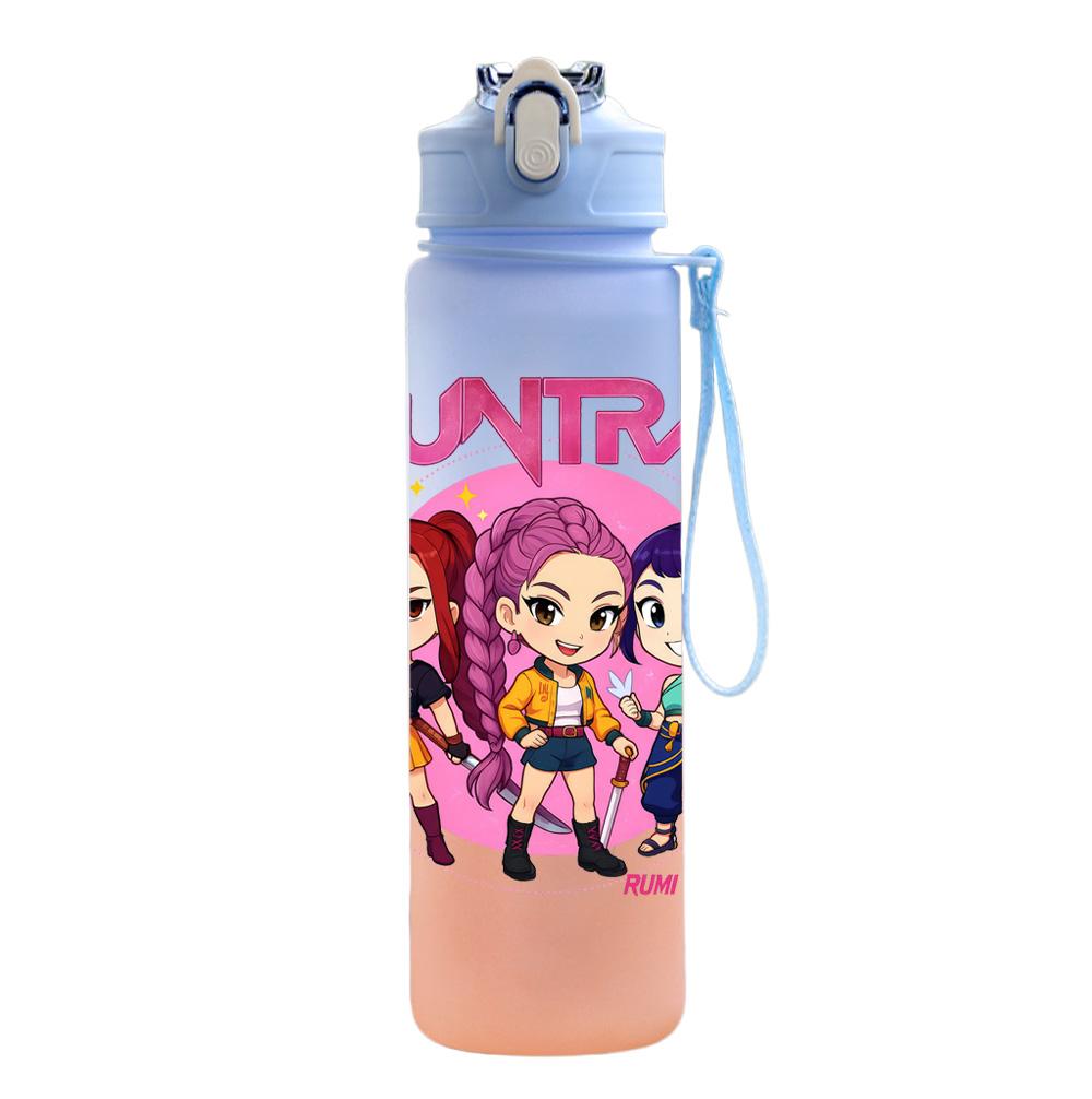 750Ml Water Bottle Cartoon K-Pop Demon Hunters Printed Large Capacity Drinking Cup Portable Outdoor Sports Water Cup Children Kid Gift