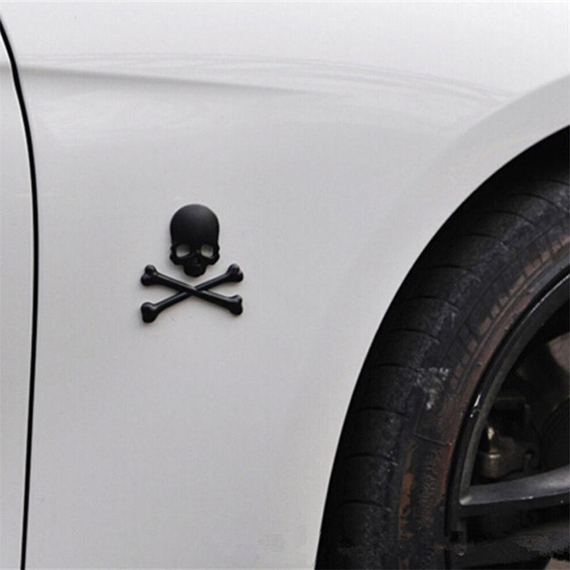 3D Kovová Lebka Hlava Kost Logo Vozidlo Auto Příslušenství Znak Nálepka Černá GZW