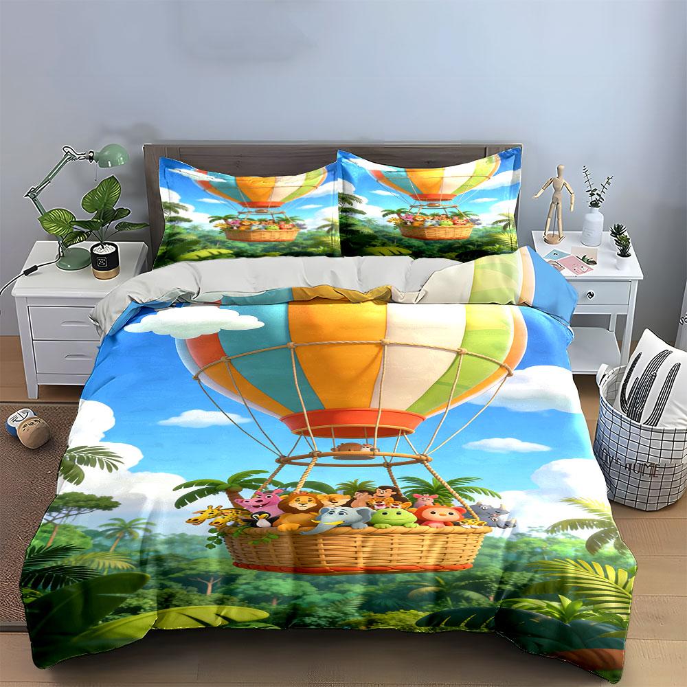 Hot Air Balloon Scene. Bedding Sets Duvet Cover Sets Duvet Covers Pillowcases(1 * Duvet Cover 2 * Pillowcases Without Duvet Insert)