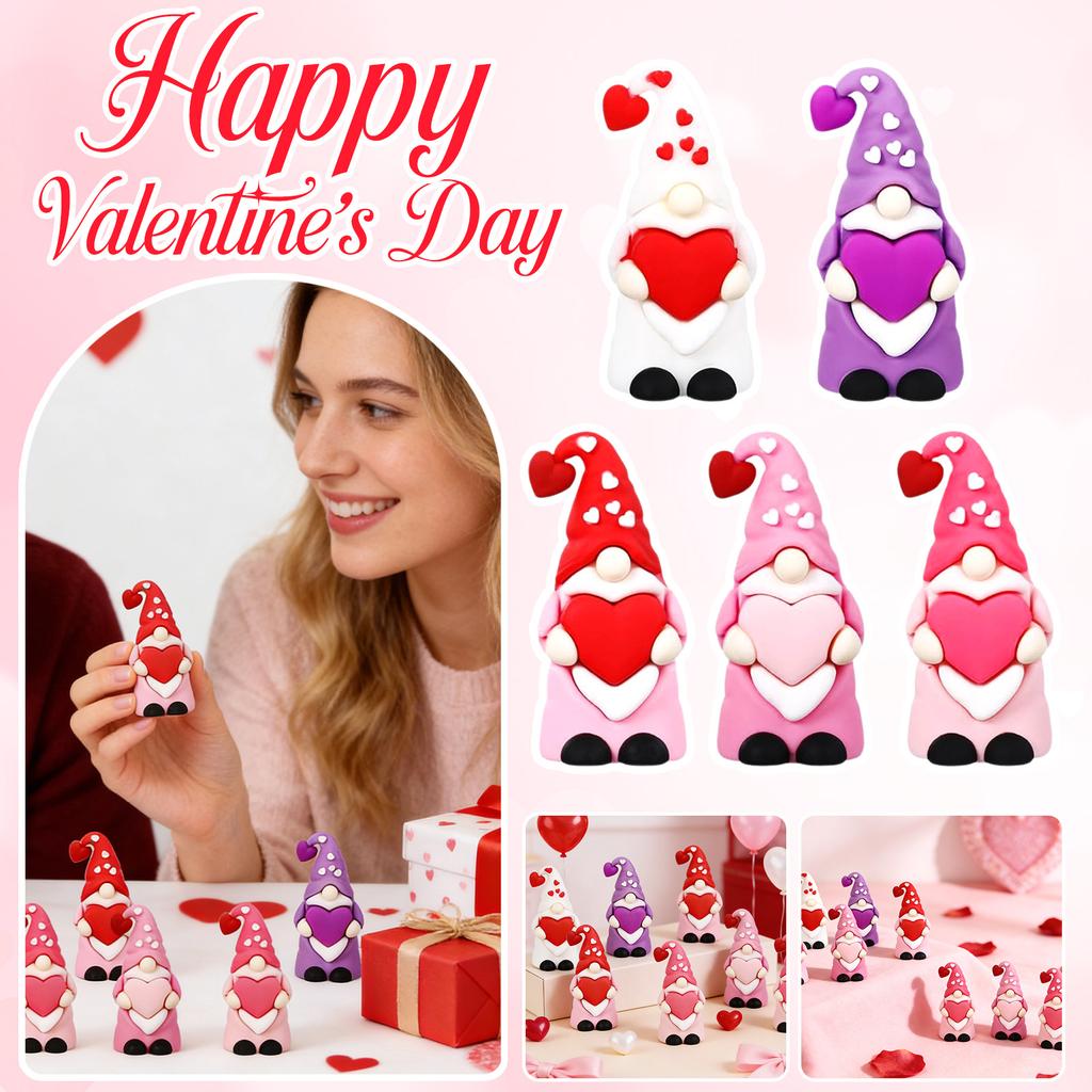 Valentine's Day Gnomes Figures –Cute Gnome Decorations, Valentine's Day Heart Gnomes Figurines, Valentine's Day Collectible Figurines For Home
