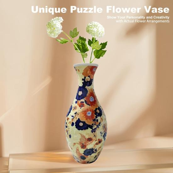 3D Puzzle Vase Adults DIY Floral Puzzle Vase 160 Pieces of Puzzle Vase Flower-Themed Art Puzzle Vase Gift for Housewarming Home Decoration