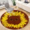 1pc Sunflower Cat Office Round Area Rug,  Mat Suitable For Office, Under Office Chairs Bedroom Living Room Home Decor, Room Deco