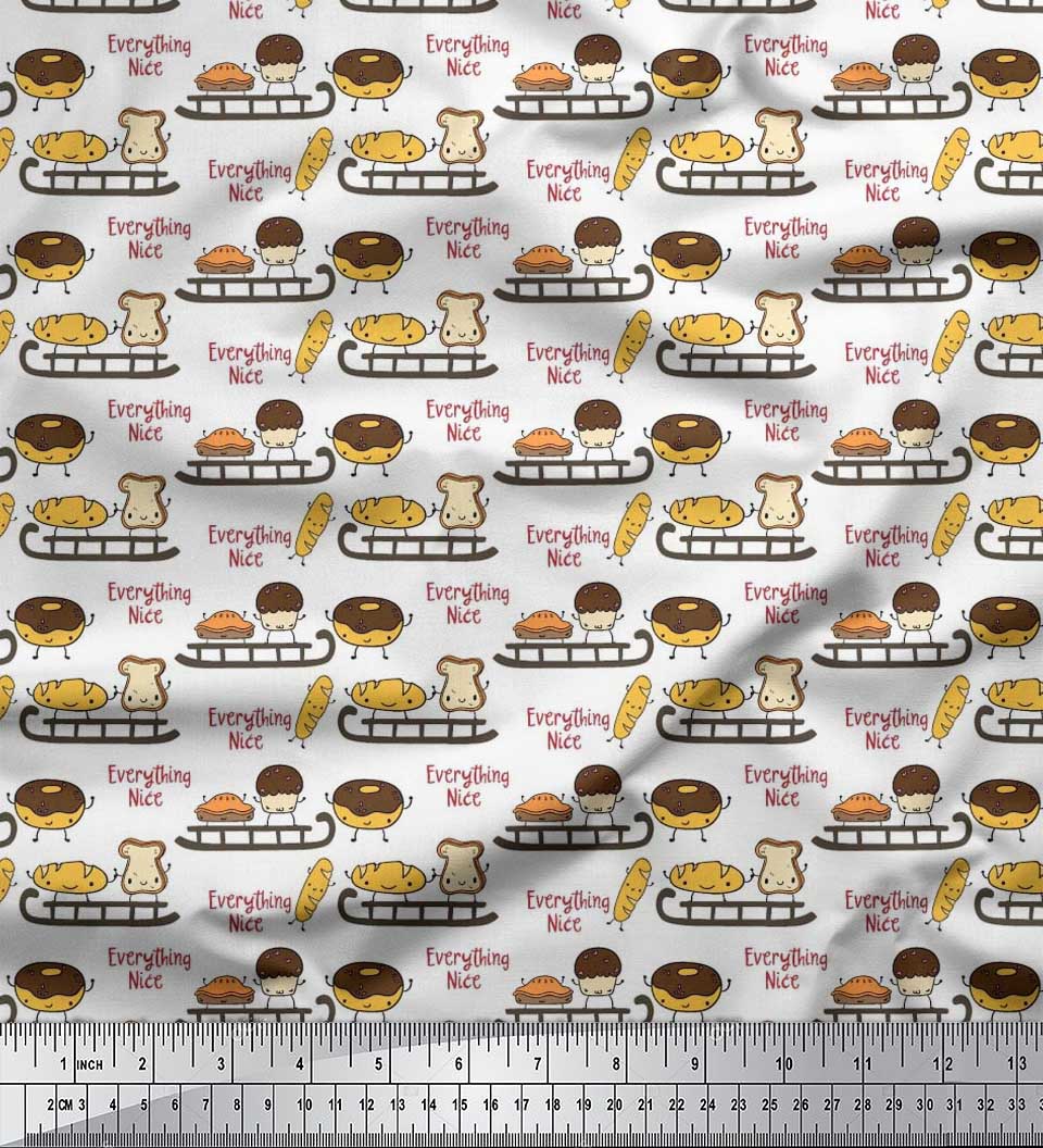 

Японія Soimoi креп-сатин сани, хліб і хот-доги з принтом Швейна тканина метр 42 дюйма 42 Inch Wide - Poly Crepe білий