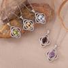 Four-Leaf Colored Treasure Pendant, Natural Citrine Amethyst Topaz Necklace, Women'S S925 Whole Body Sterling Silver.