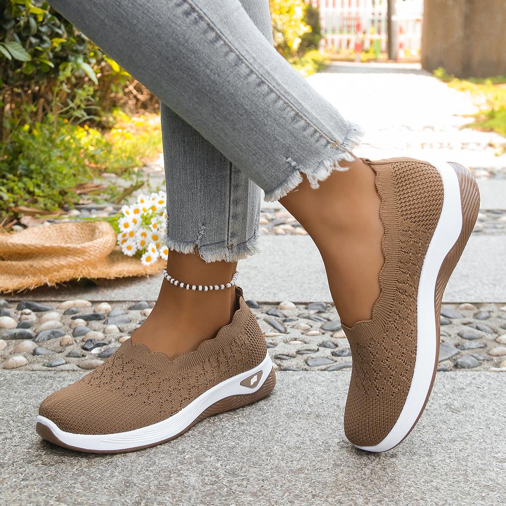 Women Shoes Orthopedic Knit Walking Shoes Breathable Slip-On Loafers Soft Non-Slip Wedge Sneakers Comfortable Casual Footwear