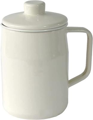 Fuji Enamel Oil Pot with Activated Carbon Cartridge, 0.8L, White, Filto+ OPF-0.8L W