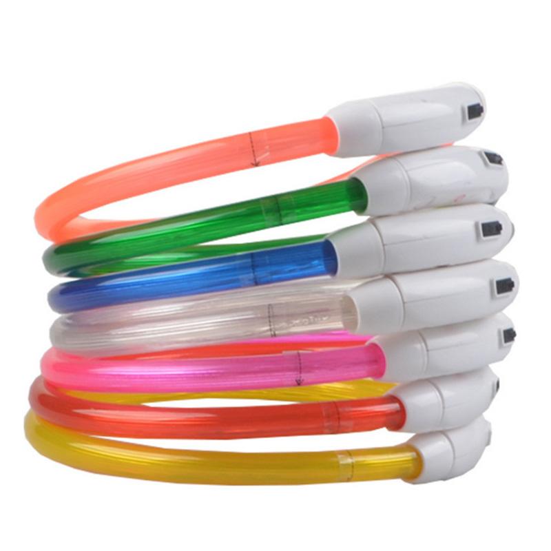 Flashing LED Light Collar Rechargeable USB Safety Collars Fits for All Dogs White35CM#0