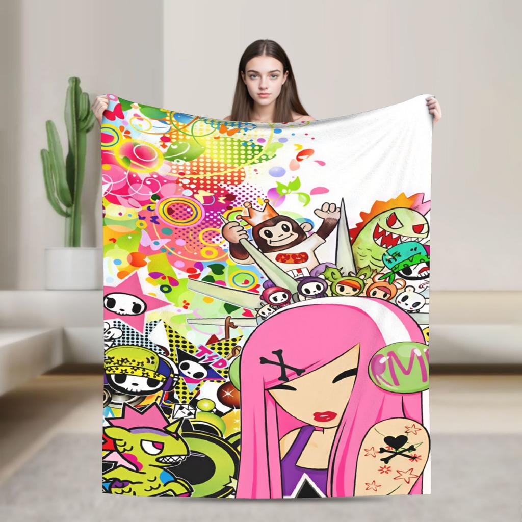 T-Tokidoki-S Warm Soft Blanket Decorative Plush Throw Blanket Street Trend Couch Chair Flannel Bedspread Sofa Bed Cover