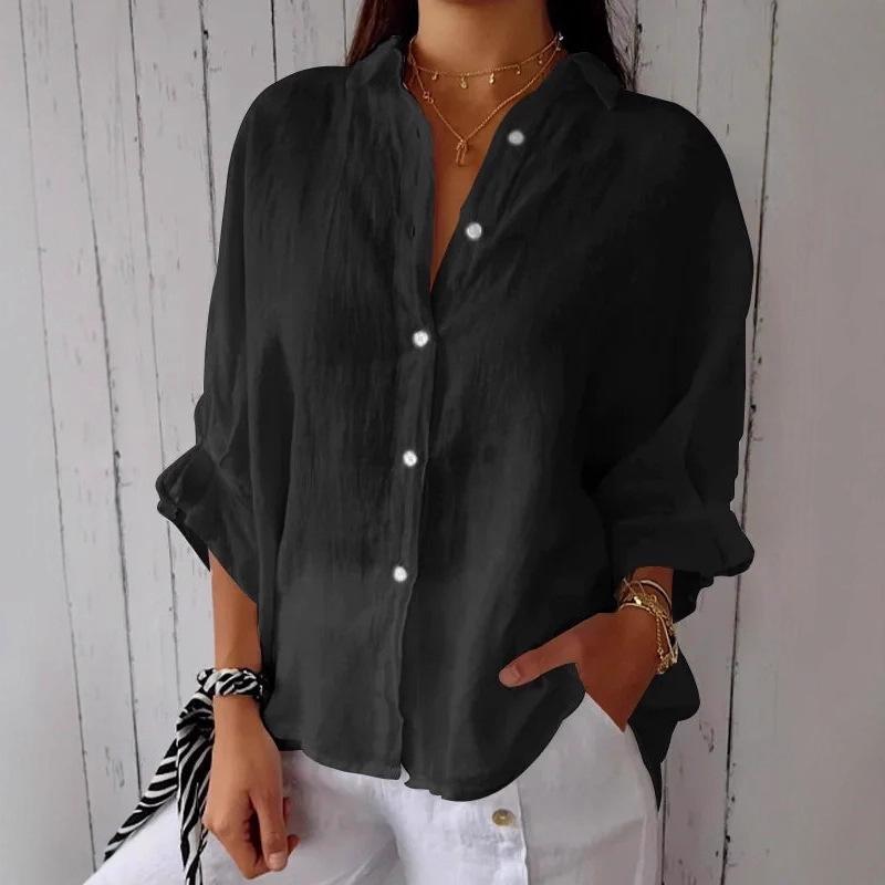 2025 EU Spring Cotton Linen Lace-Up Long Sleeve Shirt