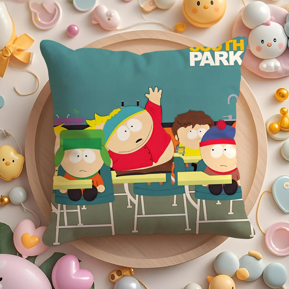 Hot Funny Anime S_Souths P_Park Cushion Cover Plush Fabric Soft Double-Sided Printed Sofa Pillow Case Colorfast Home Decor Gift