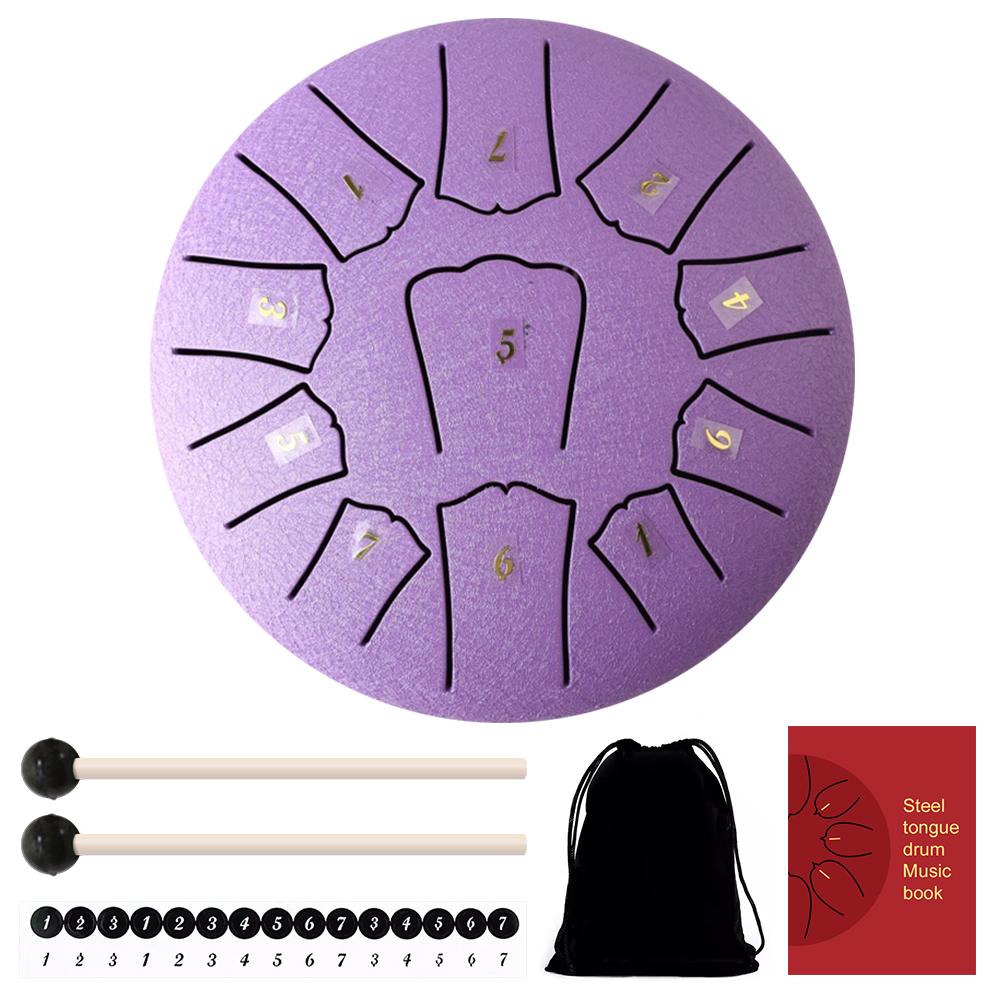 6 Inch 11/8 Notes Handpan Drum with Drum Bag Music Book Drum Mallets Hand Pan Drum for Entertainment Meditation Yoga Zen Gifts