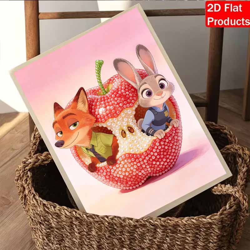 Disney Pearl Art Painting Zootopia Apple Cottage Handmade diy5D Pearl Gem Painting Pictures Crafts Special Shape Home Wall Decoration