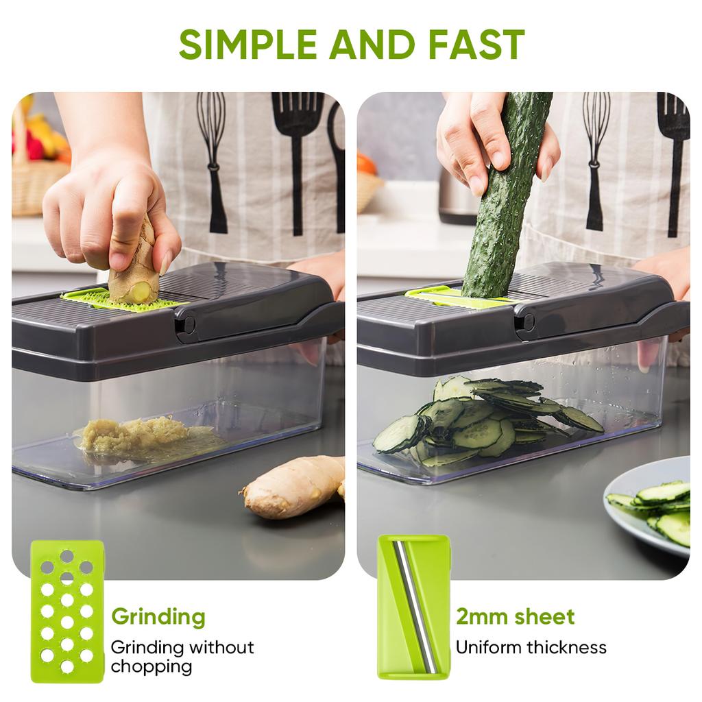 14 In1 Portable Vegetable Cutter Shredder Multifunctional Slicer Potato Chopper Carrot Grater Reusable Fruit Veggie Cutting Tool