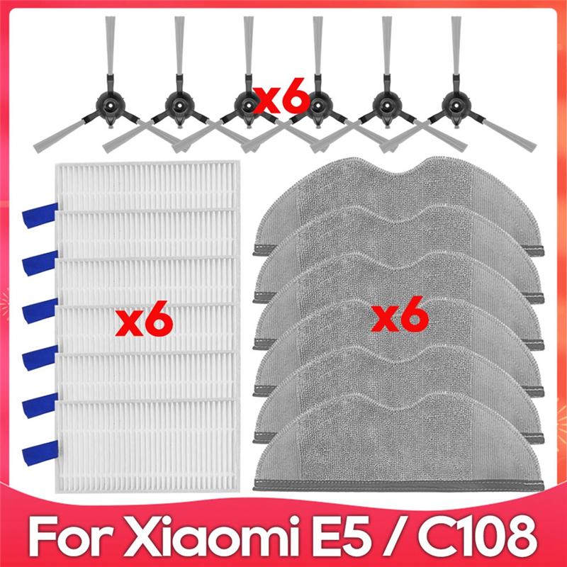 For Xiaomi Robot Vacuum E5 / C108 / CDZC108 / BHR7969EU Side Brush Mop Filter Robot Vacuum Cleaner Accessory Spare Part