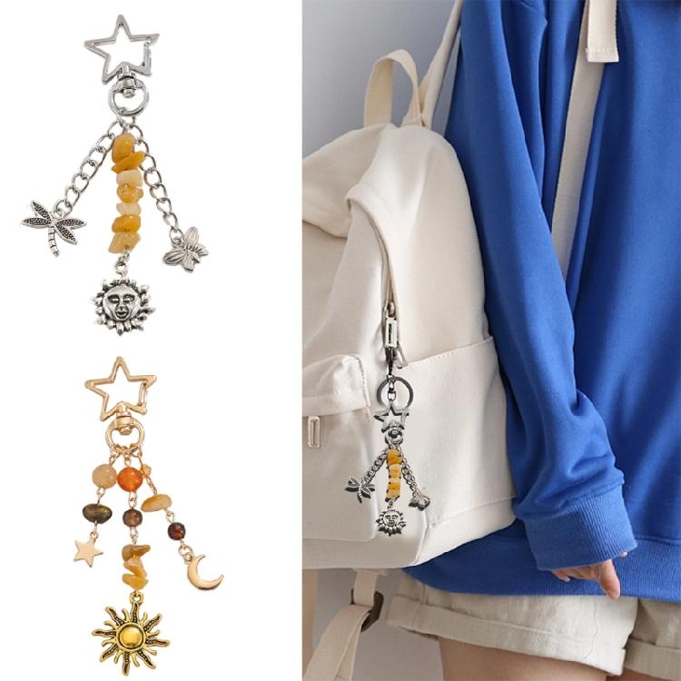 Trendy Keychain Stylish Key Holder Women Jewelry Sun Car Bag Accessories Fashion Key Jewelry Alloy Texture for Woman