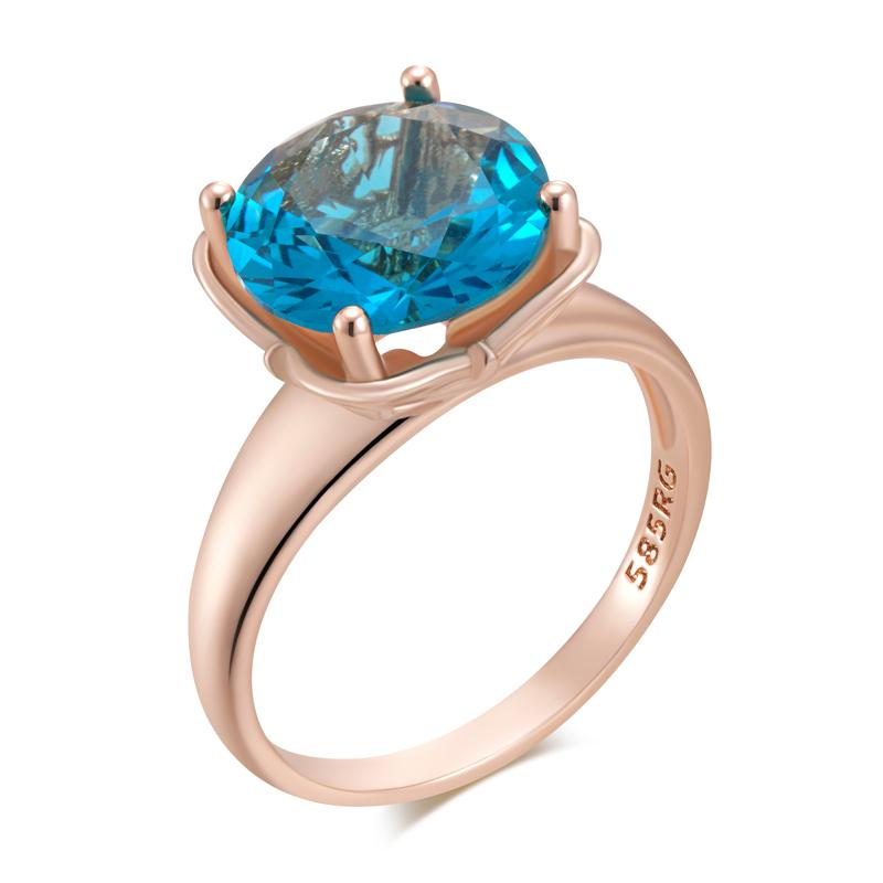 

Блискучі блакитні натуральні циркони великі кільця для жінок мода колір рожевого золота аксесуари для нареченої етнічні весільні прикраси 10