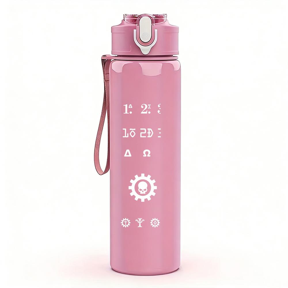 1PC Blank pale white empty faded print 750ml colorful plastic sports water bottle leakproof pop up lid with straw for outdoor work home use