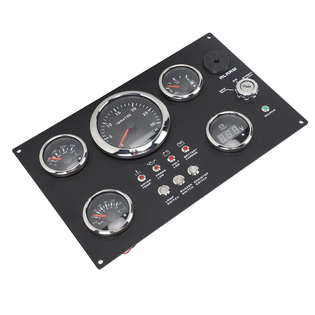 85mm Instrument Panel Gauge Set 24V 0 to 3000RPM Water Temperature Oil   Oil Pressure with Key for Boat Yacht
