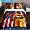 Firefighter's American Pride 3pcs Bedding,Including 1pc Duvet Cover And 2pcs Pillowcases Perfect for Christmas,Ideal for Bedroom, Dormitory
