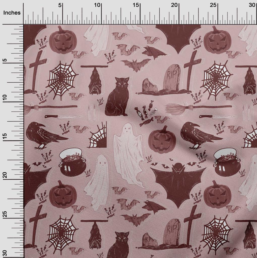 oneOone Cotton Flex Dark Rose Brown Fabric Halloween Fabric For Sewing Printed Craft Fabric By The Yard 40 Inch