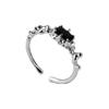 Luxurious Style Ins Womens Ring With Adjustable Open Design And Unique Black Features Zircon
