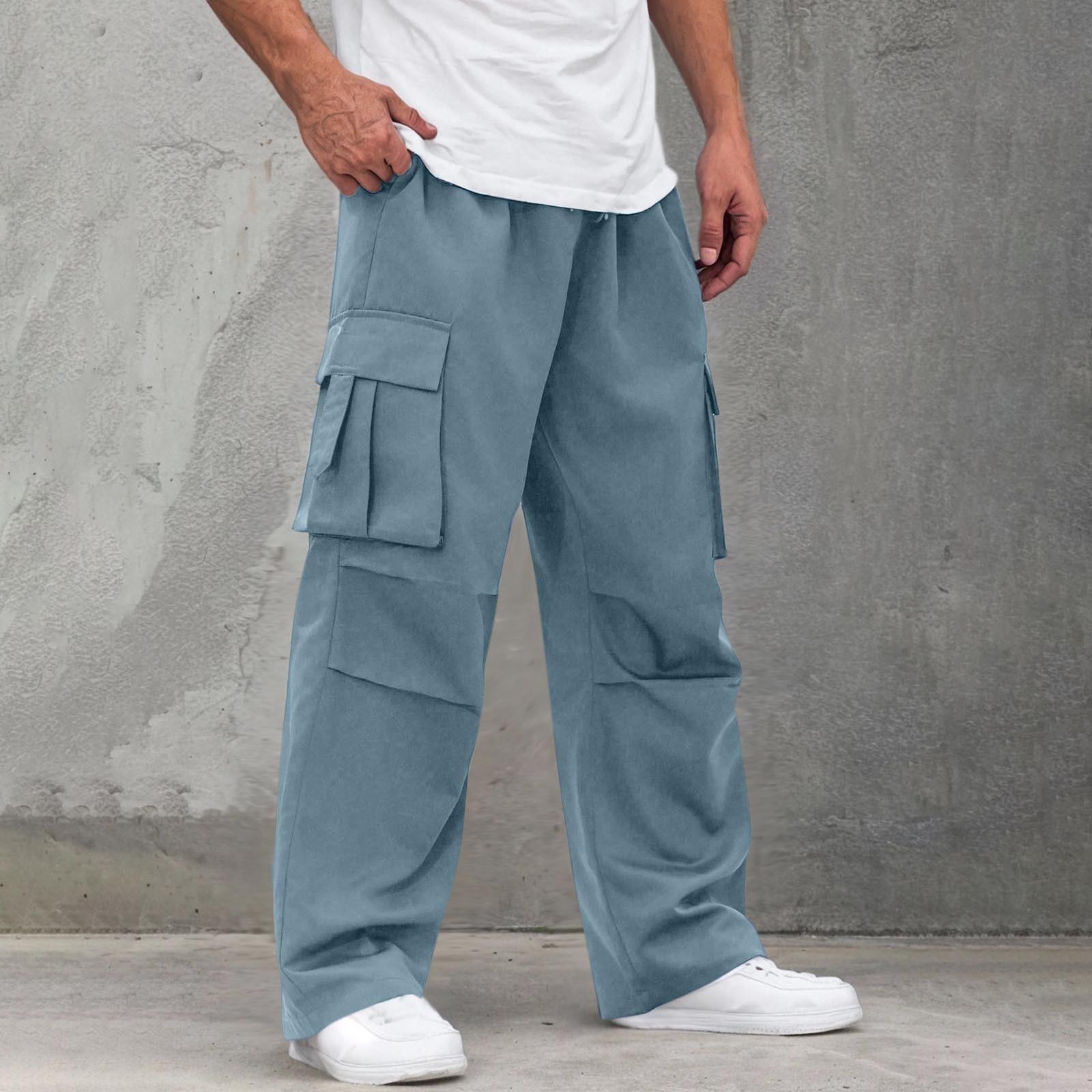 

Men s Casual Stylish Sport Loose Straight-leg Pants - Men s Multi-pocket Work Pants Long Pants XL