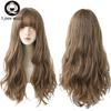 Professional  WIGS Cold Brown Synthetic Wigs Long Deep Wavy Hair With Bangs For Women Daily Wear Heat-Resistant Natural Trendy Wig