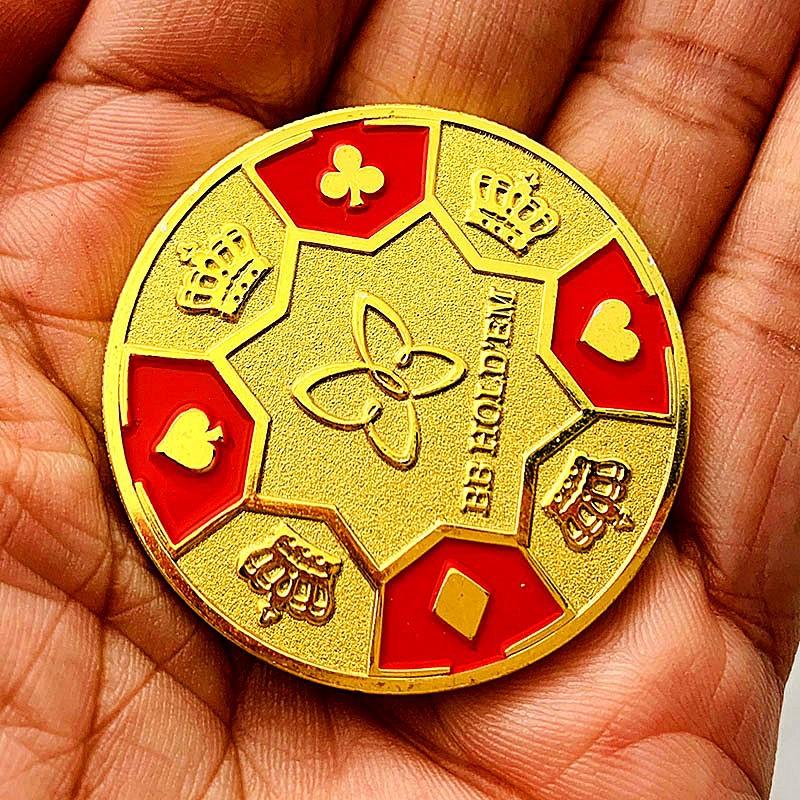 Crown Love Gold Coin, Love Gold Plated Chip Commemorative Medal, Play with Creative Gold Coins, Red Heart Coins, Commemorative Coins