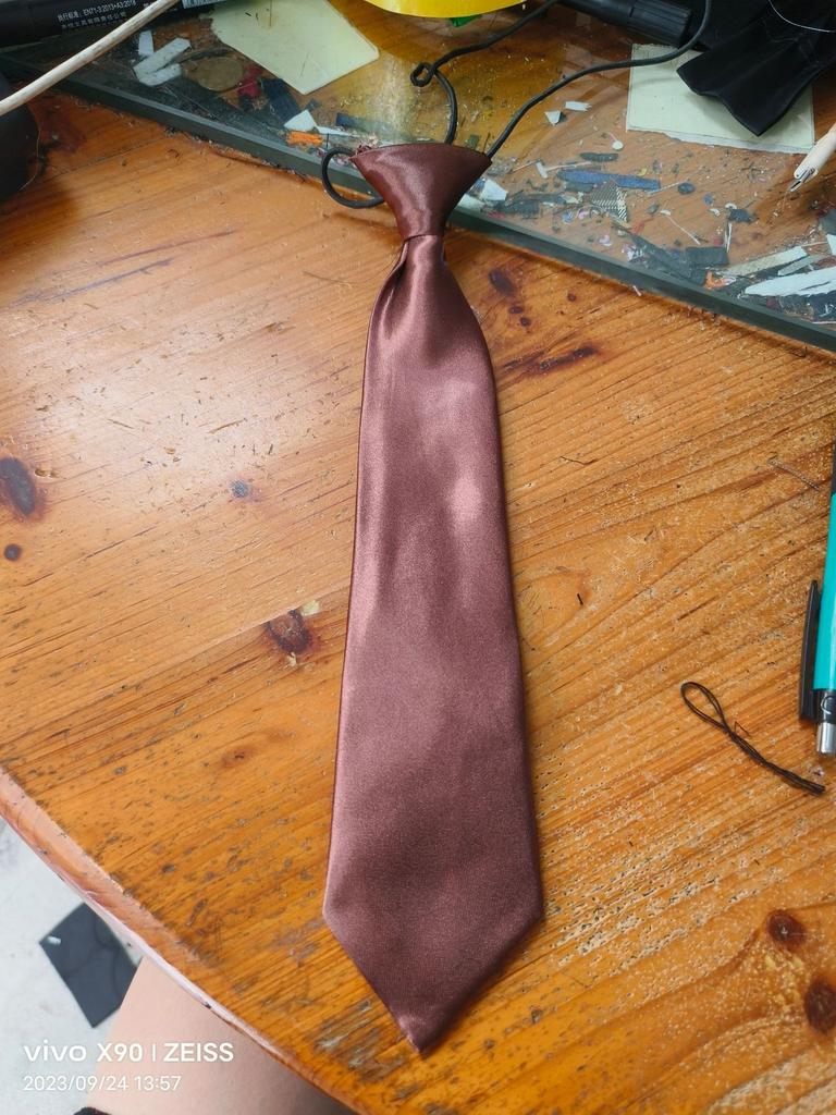 28Cm Children'S Tie Bright Monochrome Rubber Band One-Color Tie Monochrome Children'S Tie Student Tie Satin Tie