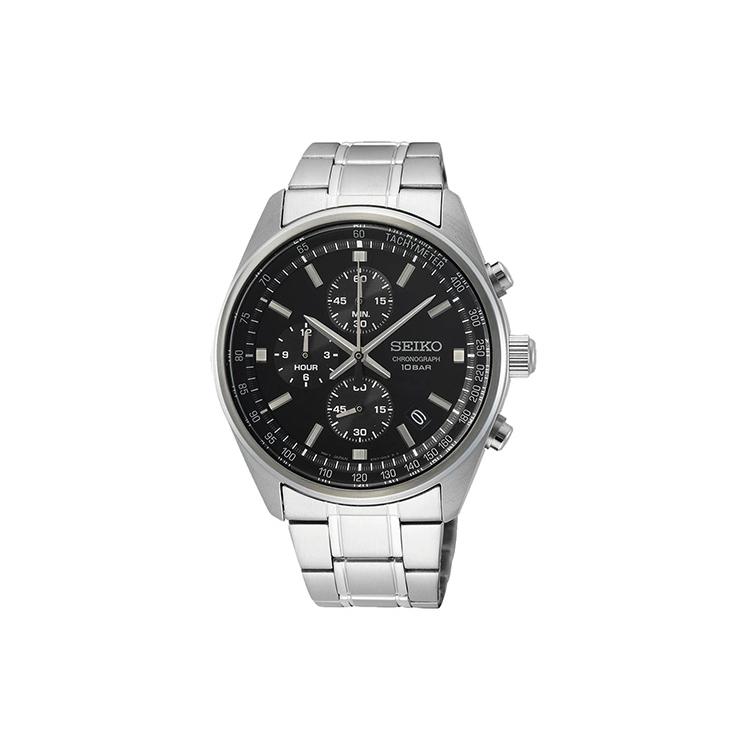 SEIKO Quartz Movement Stainless Steel Watchband Watch Men s Watches Black Dial SSB379P1 SSB379P1 Black Dial