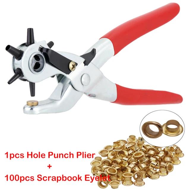 1pc Leather Hole Puncher Tool Belt Eyelet Punch Pliers Multi-size Fabric Revolving Hole Puncher For Watch Band Diy Craft Puncher