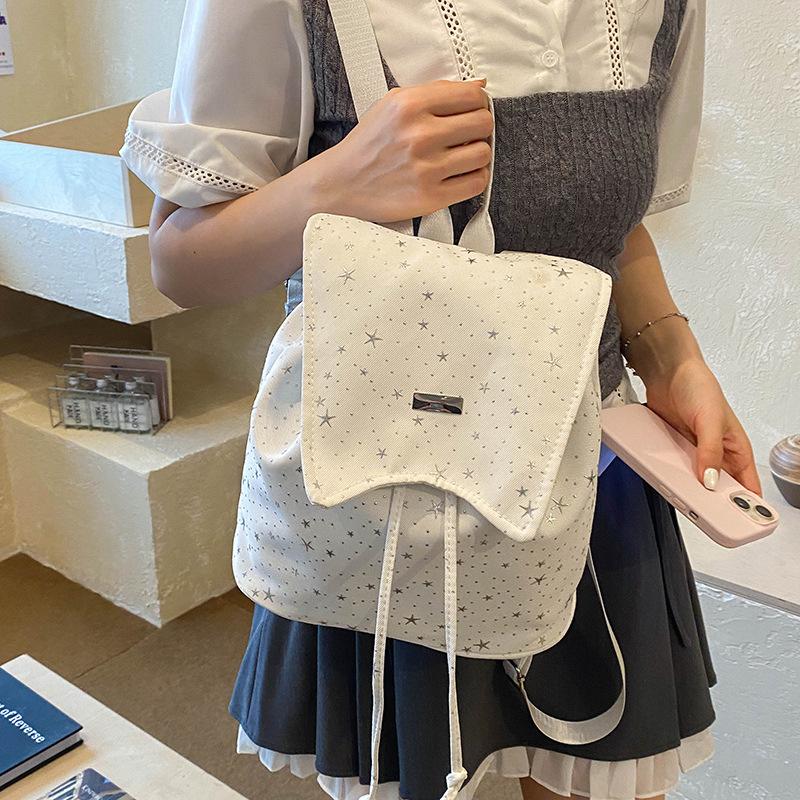Schoolbag1011 summer new Korean star polka dot retro schoolbag drawstring simple and pure commuter travel backpack