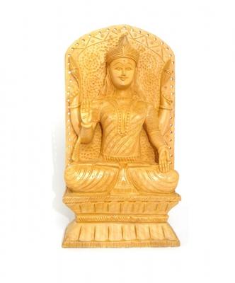 Göttin Lakshmi, Holzstatue, handgefertigt