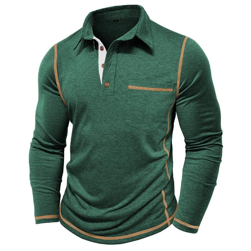 Podzimní Novinky Pánské Tričko s Límcem s Dlouhým Rukávem Pánské Polokošile Top