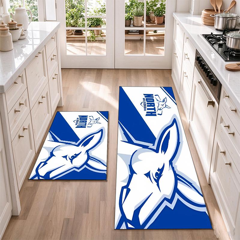 North Melbourne Kangaroos Flannel Kitchen Floor Mat – Non-Slip, Absorbent and Easy to Clean Suitable for Kitchens, Entryways Bedroomsand Bathrooms