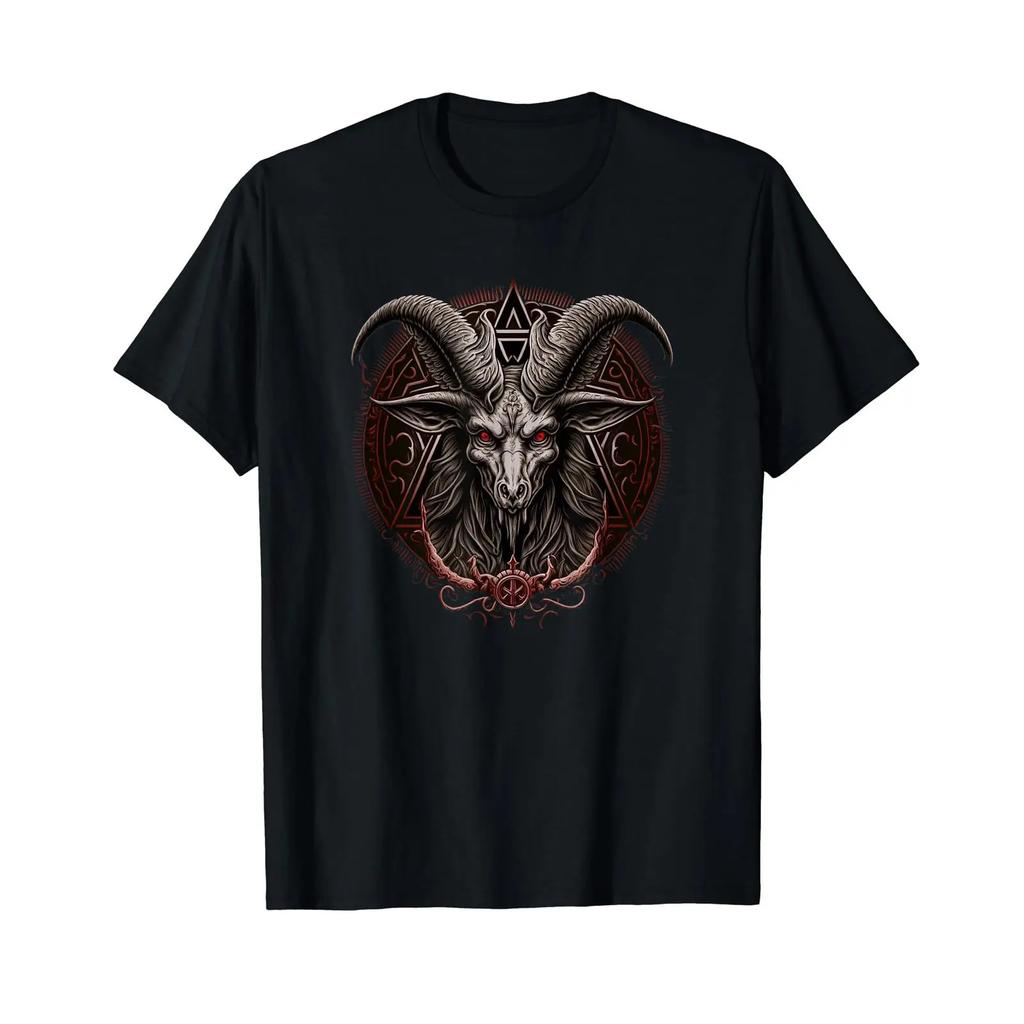 Gothic Aesthetic Occult Unholy Grunge Emo Punk Satanic T Shirt Vintage Soft Casual Homme Versatile Streetwear Stretched