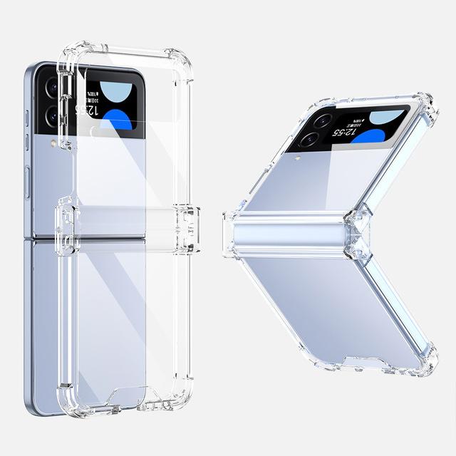 

2023 складной чехол с подушкой безопасности для Samsung Galaxy Z Flip 4 3 5g, прозрачный модный чехол с пряжкой, противоударные чехлы для Flip3 Flip4 Flip4 чистый