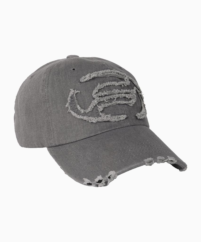 FREEMARIO Applique Damaged Ball Cap [Charcoal]