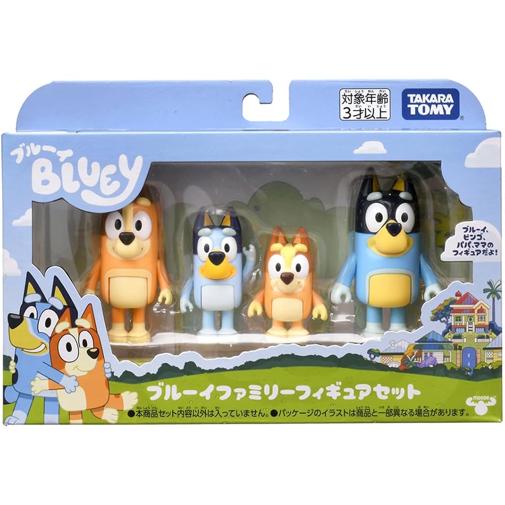 Takara Tomy Bluey Family Figure Set 4 Pieces Collectible Toy Figures