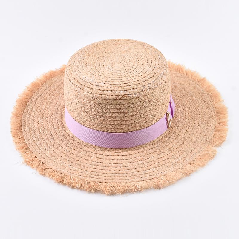 Natural Raffia Straw Hats for Women Fashionable Metal RB Letter Sun Hat Outdoor Holidays Beach Sun Protection Hat