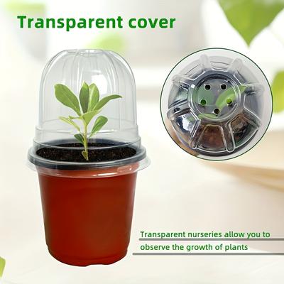 1set Soft Seedling Trays With Humidity Domes Dome Lids Drainage Holes Plastic Seed Starters For Seedlings Herbs Cacti Ferns