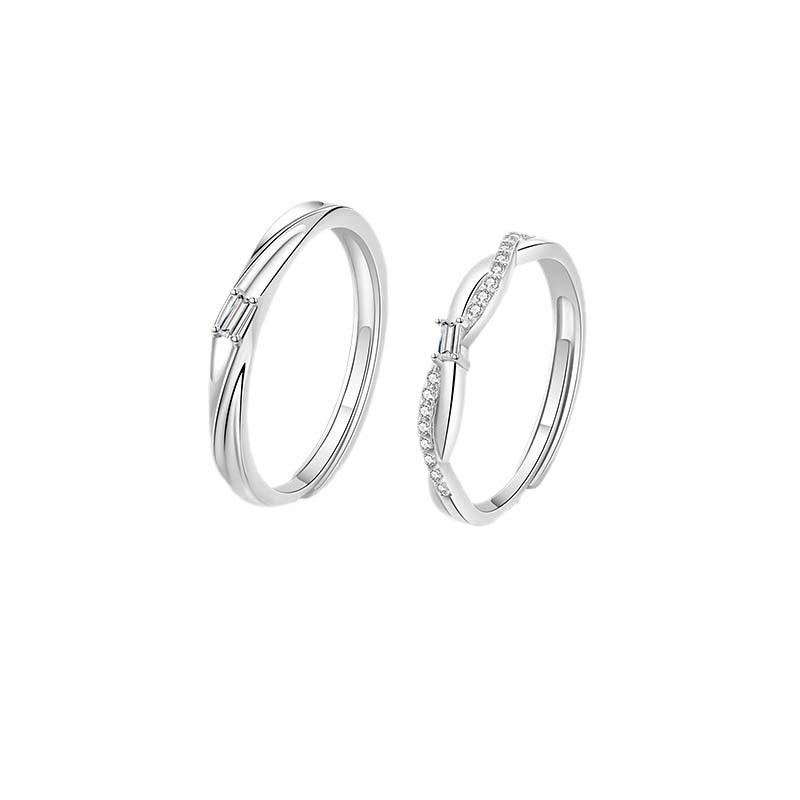 Never Part Couple Ring with Diamonds Ins Style Fashion Ring Ring Valentine's Day Gift for Men and Women