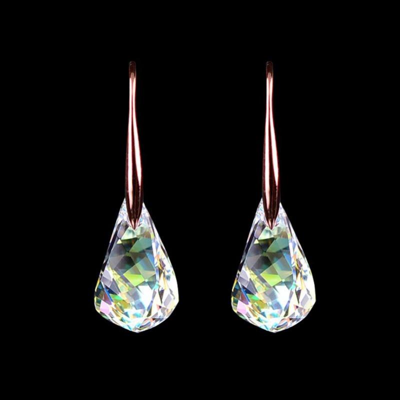 Fashion Rose Gold Color Water Drop Zircon Earrings For Women Girls New Vintage Personality Long Dangle Earrings Jewelry