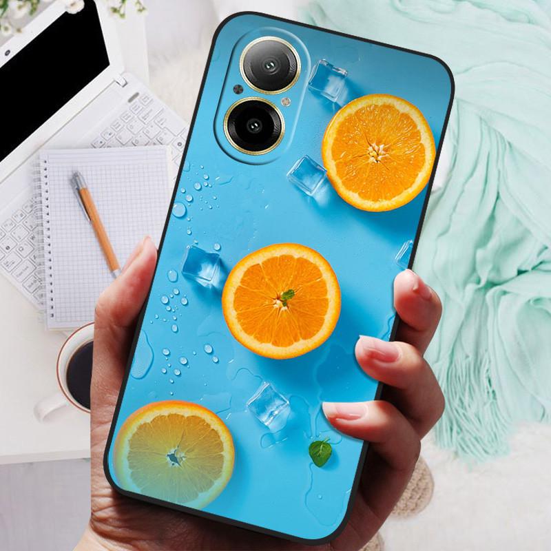 Für Realme C67 4G Hülle RMX3890 Beliebte Blumengemalte Abdeckung Silikon Handyhülle Für Realme C67 C 67 RealmeC67 4G Weiche Taschen Schwarz