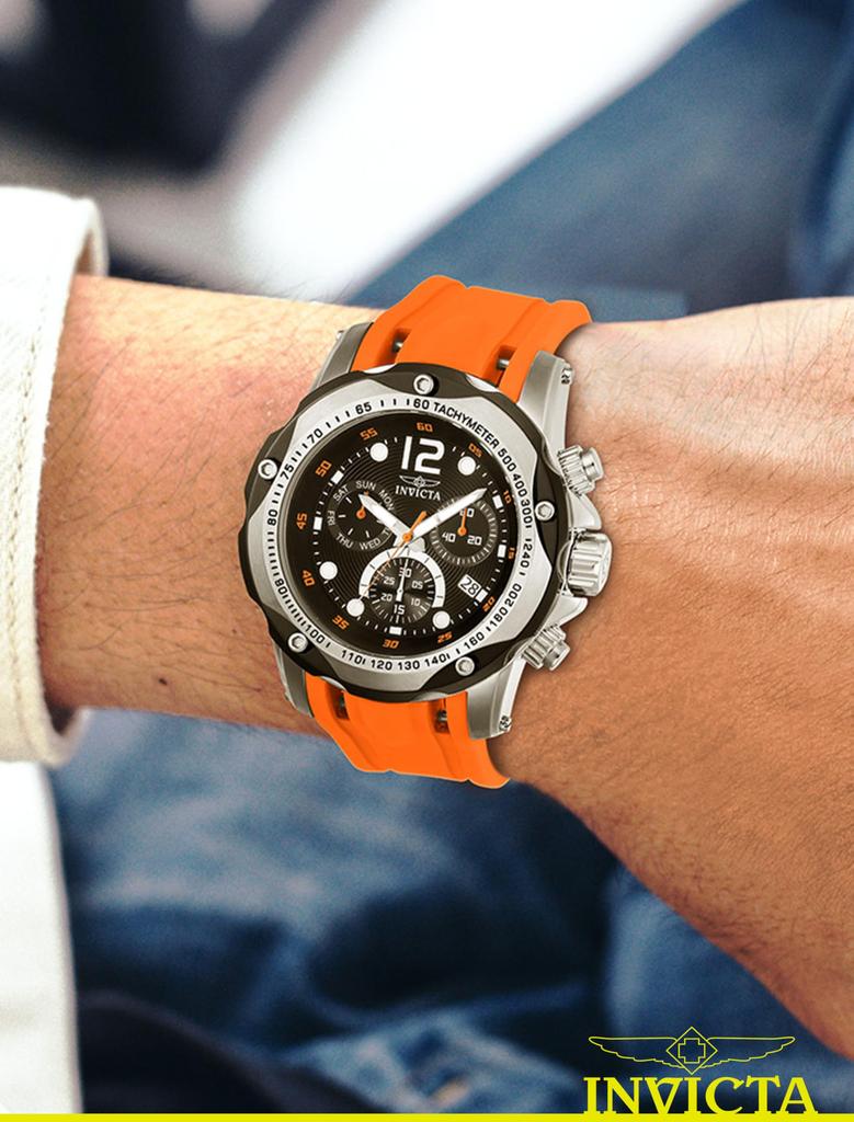 Invicta Freizeit-Uhr Speedway Schweizer Quarz Edelstahl Polyurethan Orange Herren & (Modell 20072)