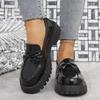 Women's Plus Size 35-43 Loafers  Spring Autumn Round Toe Slip on Platform Casual Shoes Comfortable Footwear Leather Black